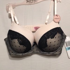 Jezebel cream w/ black lace push up New 38C